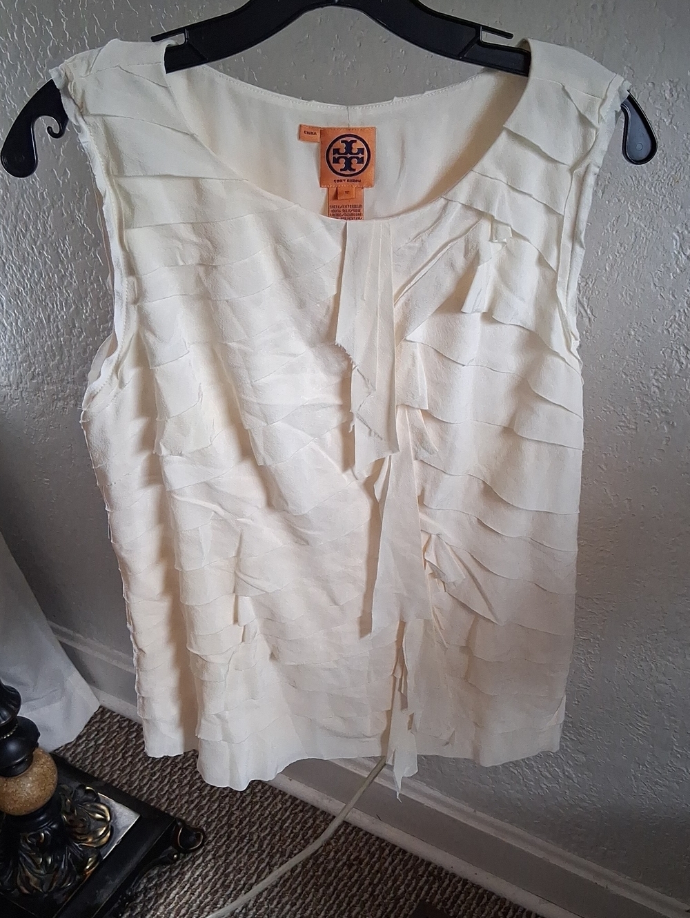 Tory Burch Ivory Layered Ruffle Sleeveless Camisole